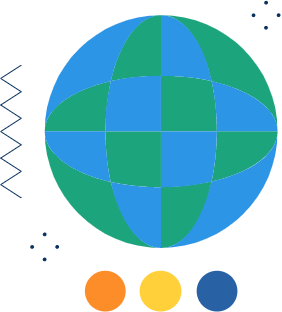 Abstract image of a blue and green globe. 