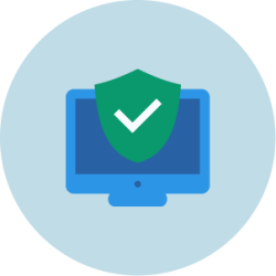 Computer monitor with security shield and checkmark